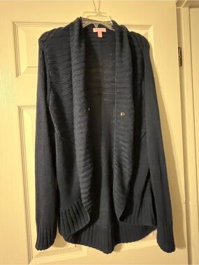 Women’s  Navy Open-Front Shawl Collar Sweater Cardigan Lily Pulitzer XL